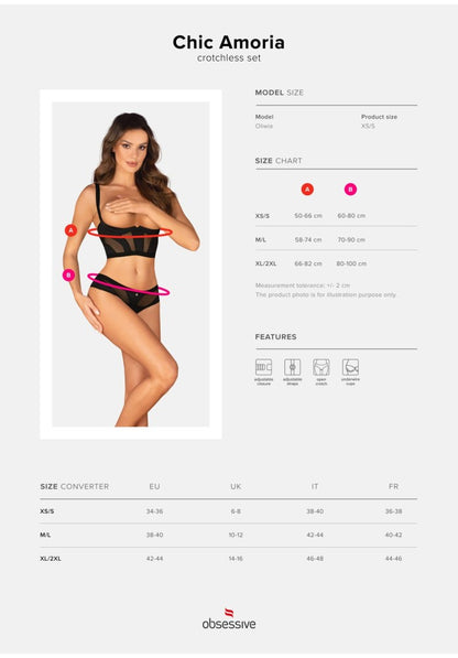 OBSESSIVE - CHIC AMORIA 2-PCS CROTCHLESS SET   XS/S