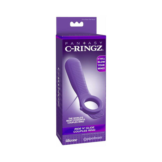 FANTASY C-RINGZ REMOTE-CONTROLLED VIBRATING RIDE N GLIDE COUPLES RING PURPLE