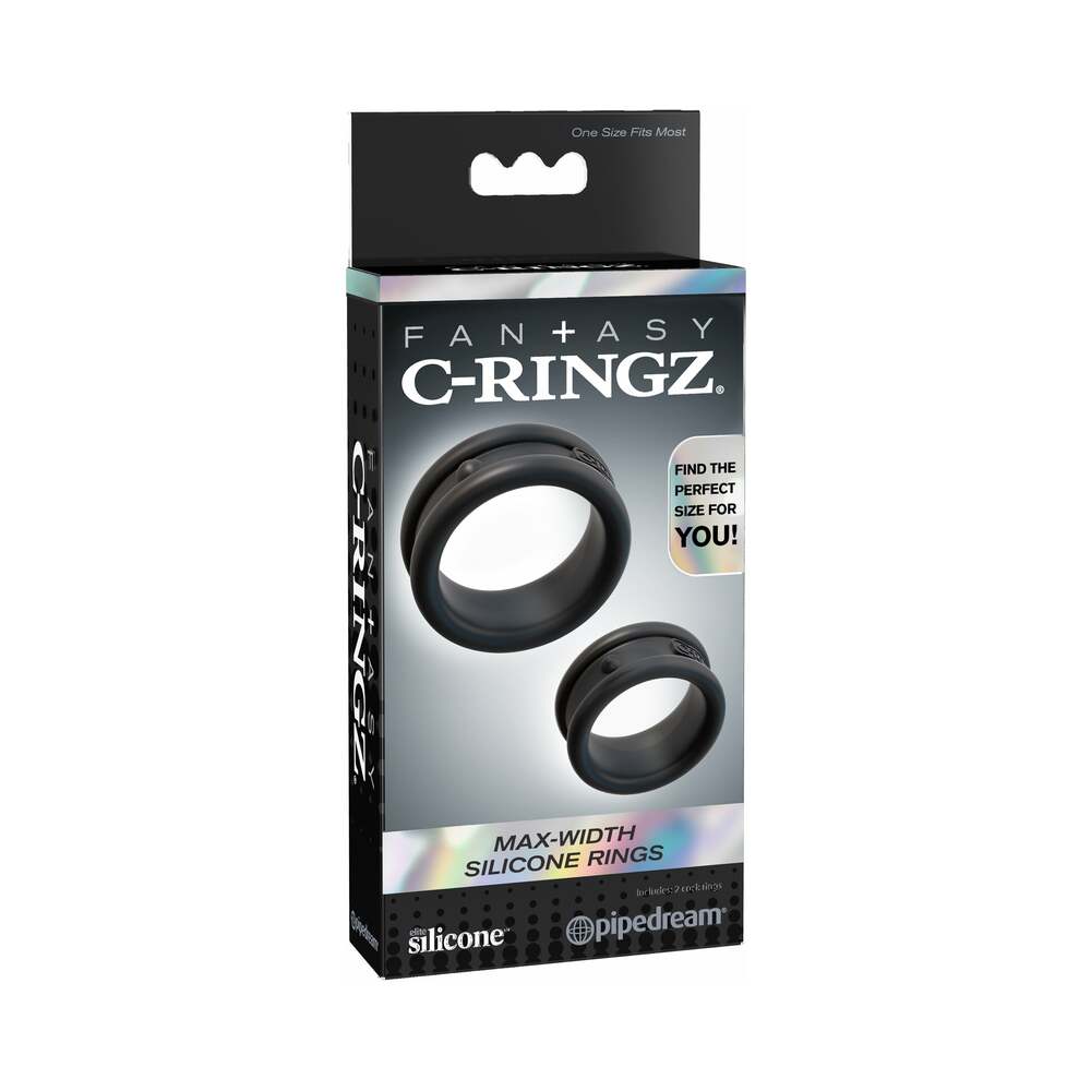 PIPEDREAM - FANTASY C-RINGZ MAX-WIDTH SILICONE RINGS 2-PIECE SET BLACK