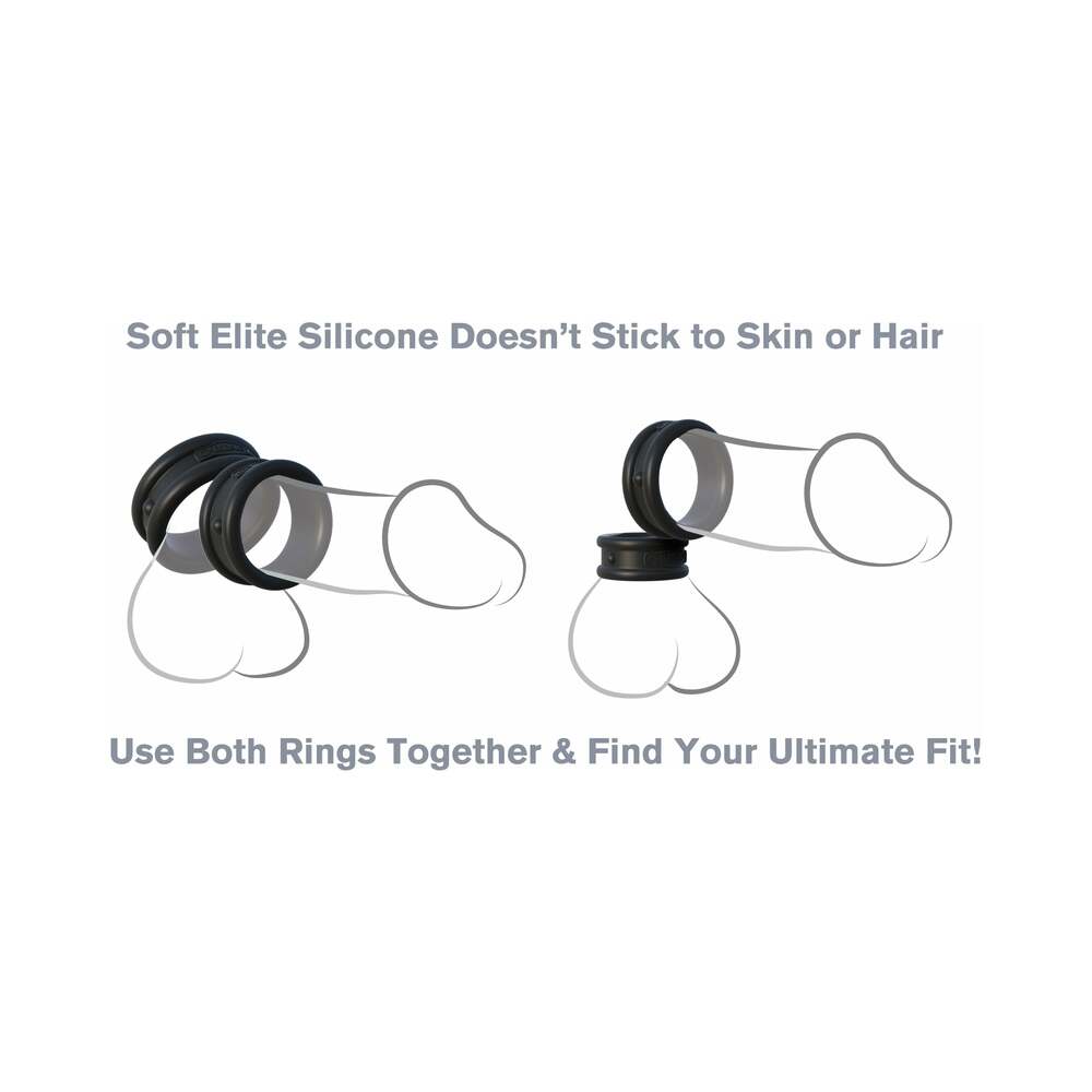 PIPEDREAM - FANTASY C-RINGZ MAX-WIDTH SILICONE RINGS 2-PIECE SET BLACK