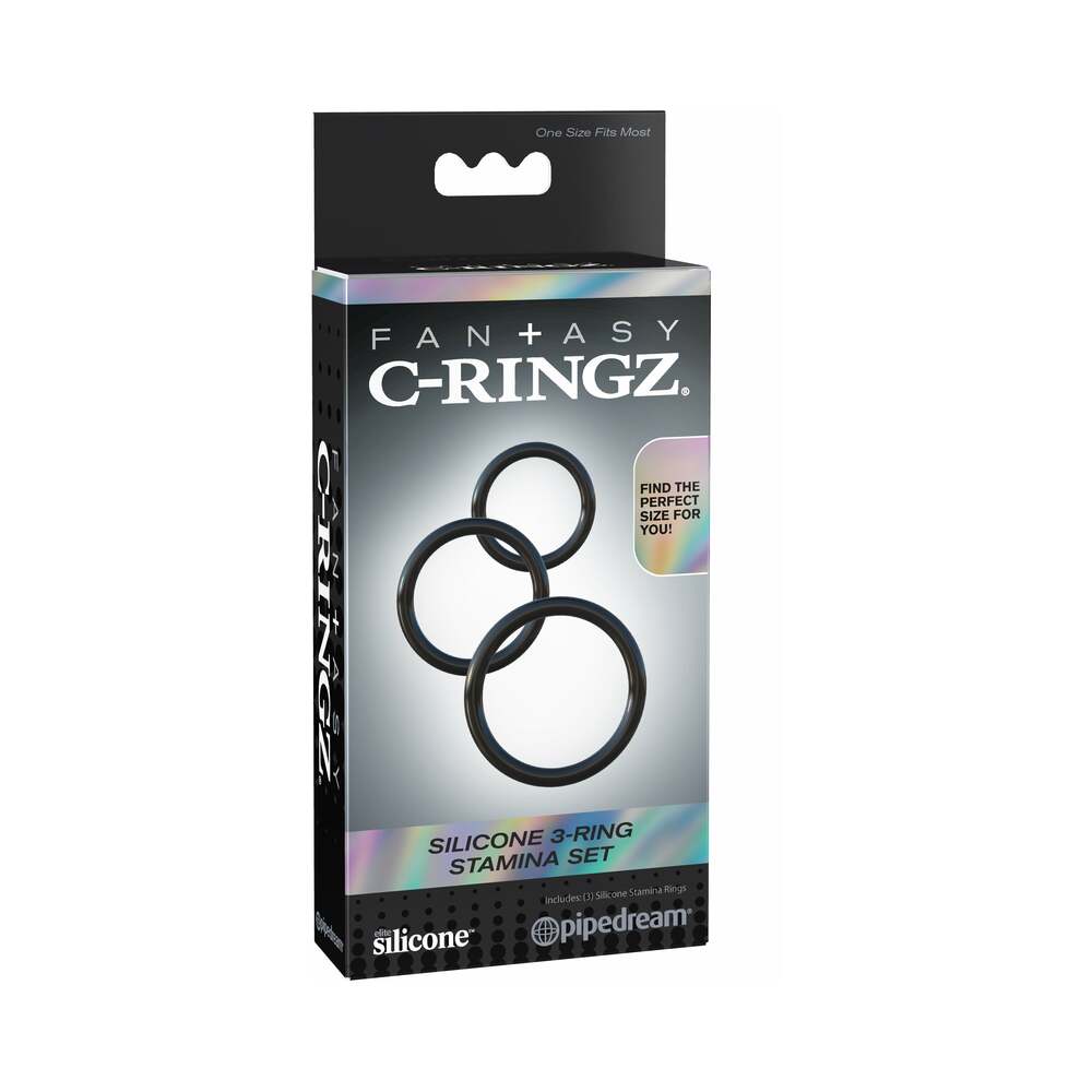 FANTASY C-RINGZ SILICONE 3-RING STAMINA SET BLACK