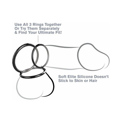 PIPEDREAM - FANTASY C-RINGZ SILICONE 3-RING STAMINA SET BLACK