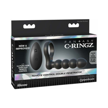 FANTASY C-RINGZ REMOTE CONTROL DOUBLE PENETRATOR VIBRATING COCKRING BLACK