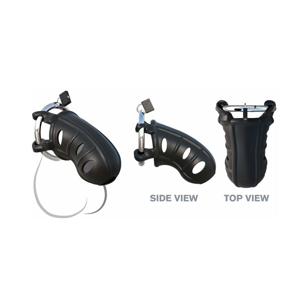 PIPEDREAM - FANTASY C-RINGZ HARDCORE SILICONE COCK BLOCKER LOCKING CHASTITY CAGE BLACK