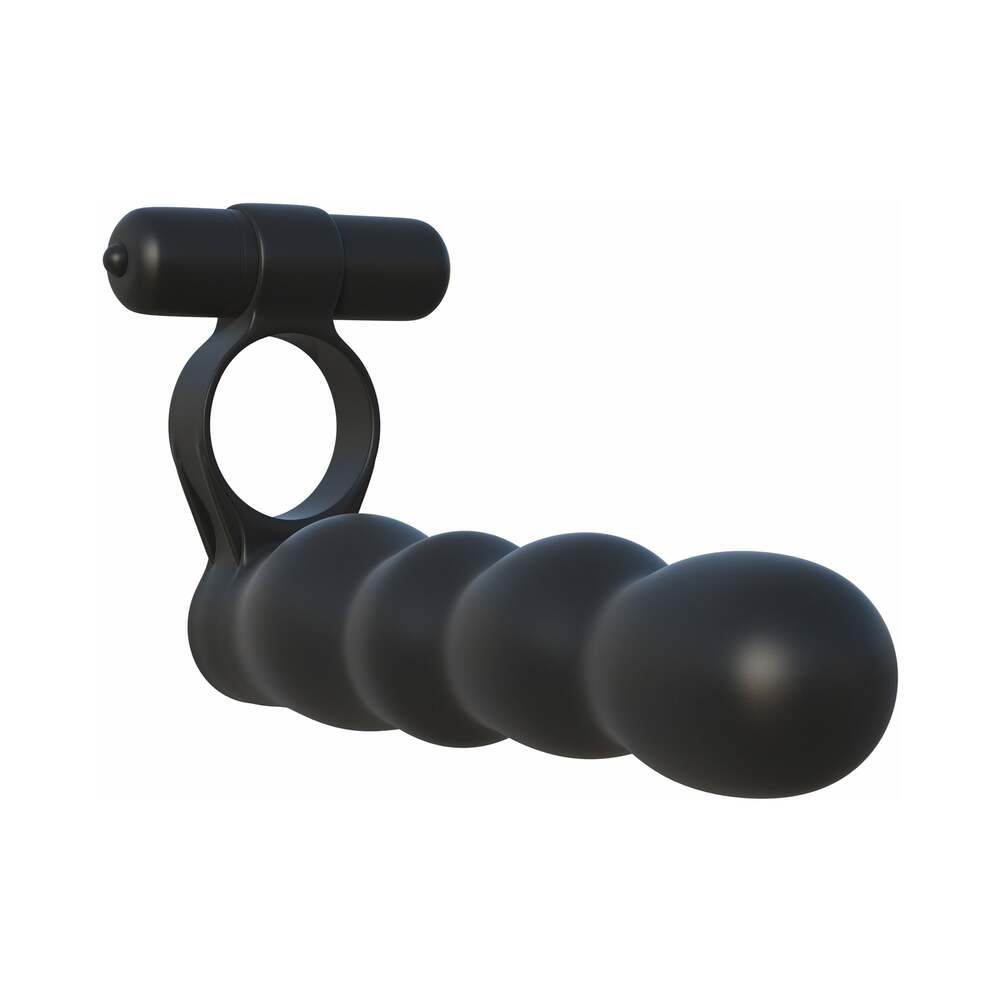 PIPEDREAM - FANTASY C-RINGZ POSABLE PARTNER DOUBLE PENETRATOR VIBRATING COCKRING BLACK