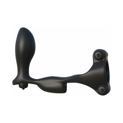 FANTASY C-RINGZ ULTIMATE ASS-GASM VIBRATING SILICONE COCKRING WITH ANAL PLUG BLACK