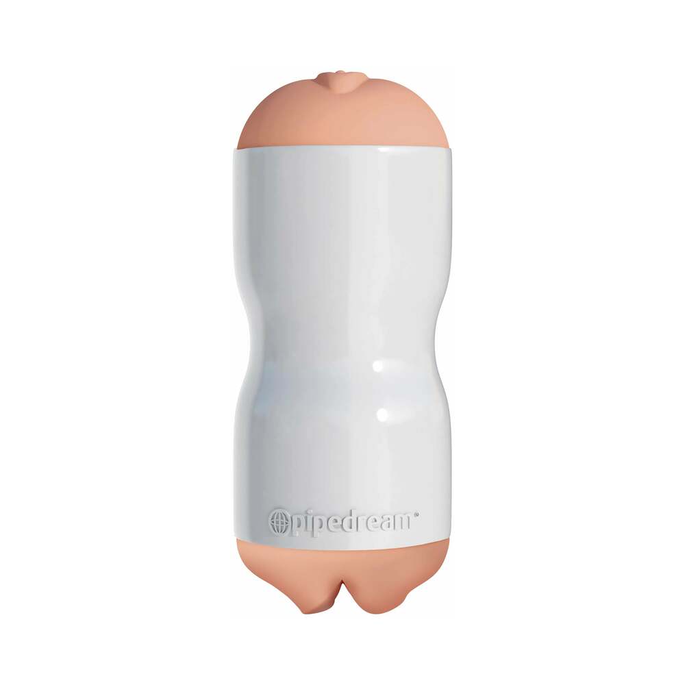 PDX BRANDS - PDX TIGHT GRIP PUSSY & MOUTH DUAL DENSITY SQUEEZABLE MASTURBATOR BEIGE/WHITE