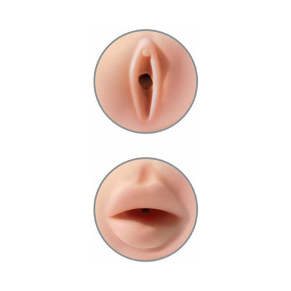 PDX BRANDS - PDX TIGHT GRIP PUSSY & MOUTH DUAL DENSITY SQUEEZABLE MASTURBATOR BEIGE/WHITE