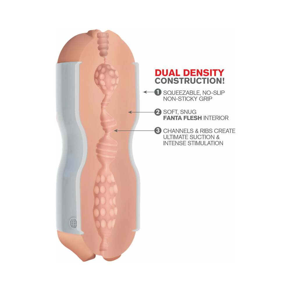PDX BRANDS - PDX TIGHT GRIP PUSSY & MOUTH DUAL DENSITY SQUEEZABLE MASTURBATOR BEIGE/WHITE