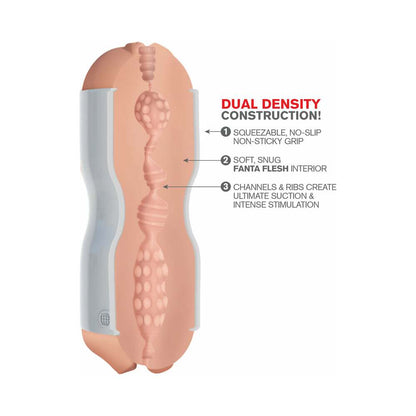 PDX BRANDS - PDX TIGHT GRIP PUSSY & MOUTH DUAL DENSITY SQUEEZABLE MASTURBATOR BEIGE/WHITE