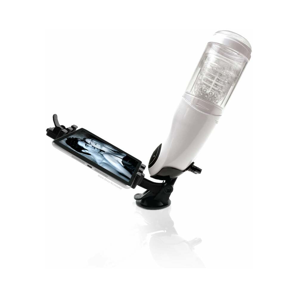 PDX MEGA-BATOR PUSSY ROTATING THRUSTING STROKER WITH SUCTION CUP CLEAR/WHITE