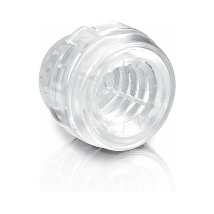 PDX MEGA-BATOR PUSSY ROTATING THRUSTING STROKER WITH SUCTION CUP CLEAR/WHITE