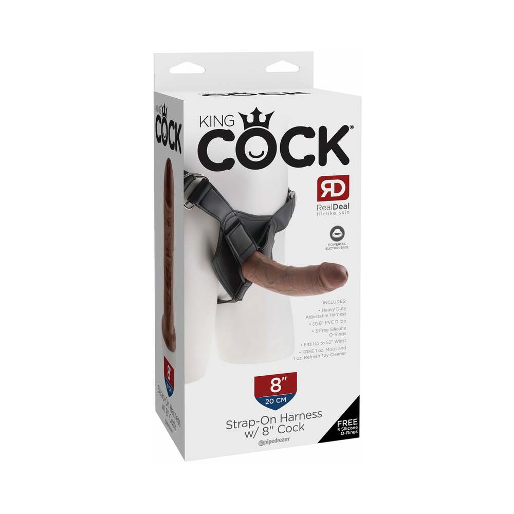 PIPEDREAM - KING COCK STRAP-ON HARNESS WITH 8 IN. COCK BROWN