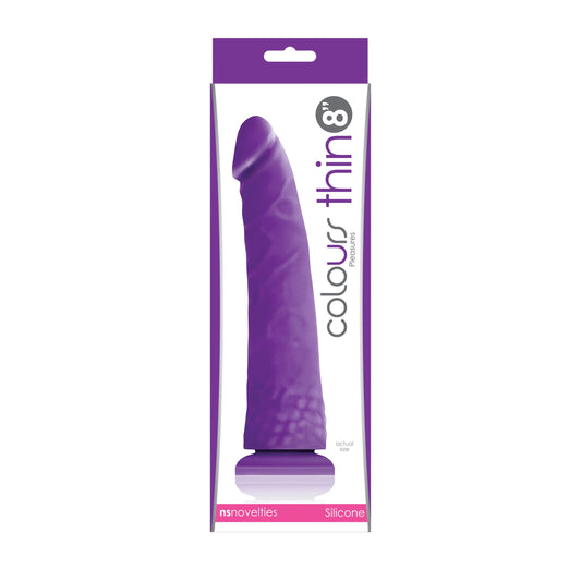 NS NOVELTIES - COLOURS PLEASURES THIN 8 IN. DILDO PURPLE