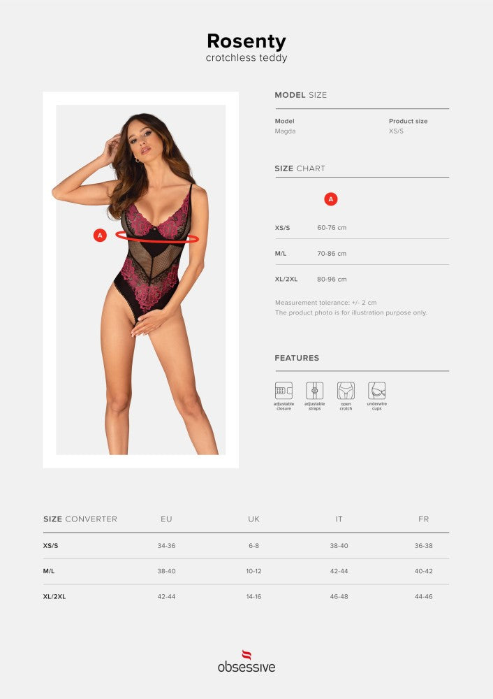 OBSESSIVE - ROSENTY CROTCHLESS TEDDY   XS/S