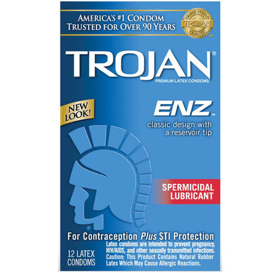 PARADISE MARKETING - TROJAN-ENZ WITH SPERMICIDAL LUBRICANT 12-PACK
