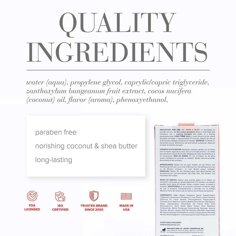 JO WARM & BUZZY CLITORAL STIMULANT 0.34 OZ.