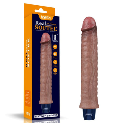 LOVETOY - 9.5" REAL SOFTEE RECHARGEABLE SILICONE VIBRATING DILDO