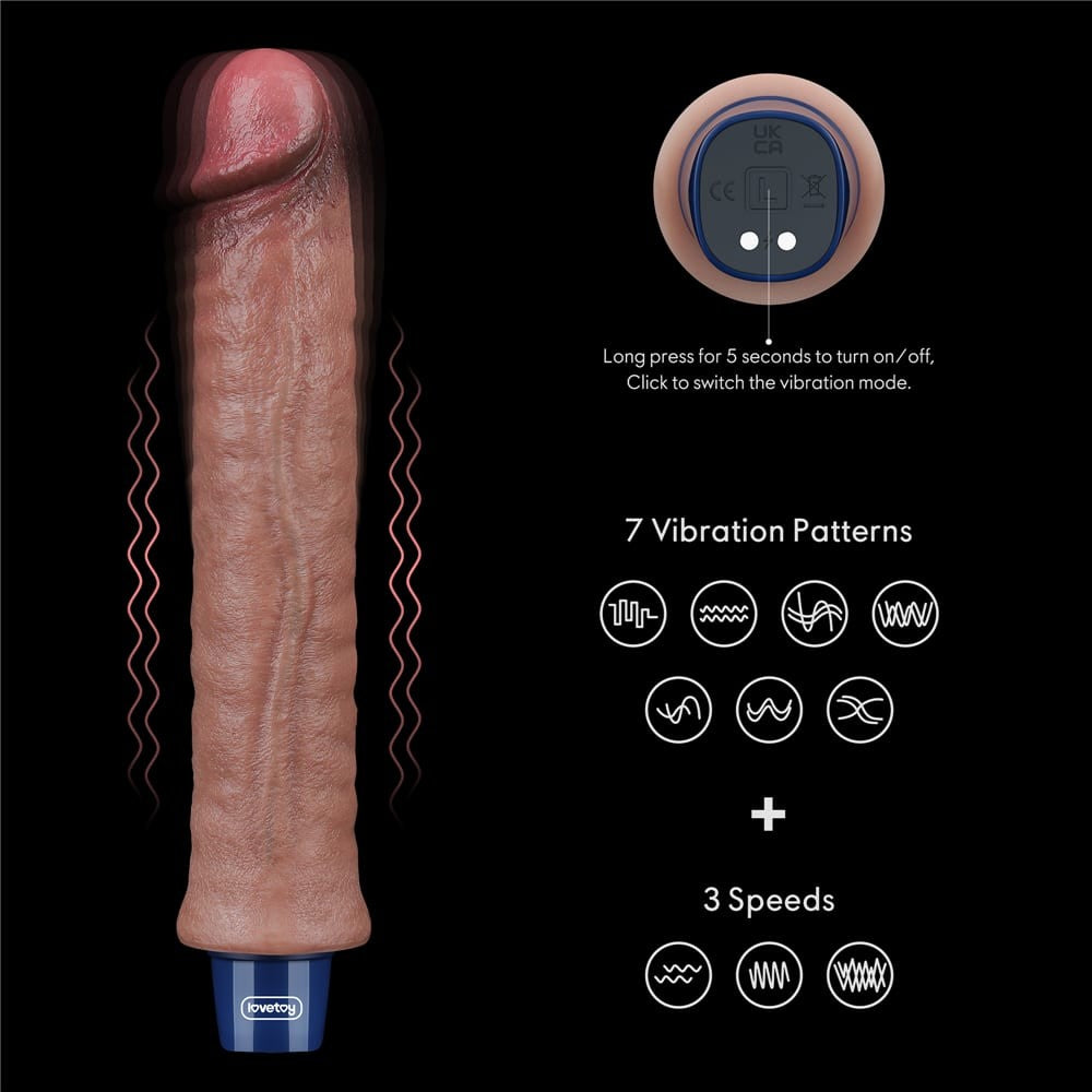 LOVETOY - 9.5" REAL SOFTEE RECHARGEABLE SILICONE VIBRATING DILDO