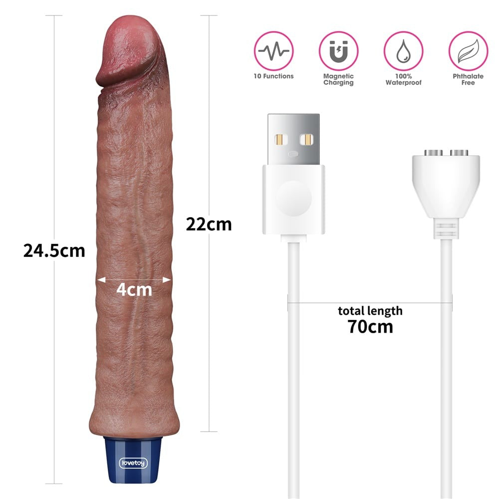 LOVETOY - 9.5" REAL SOFTEE RECHARGEABLE SILICONE VIBRATING DILDO