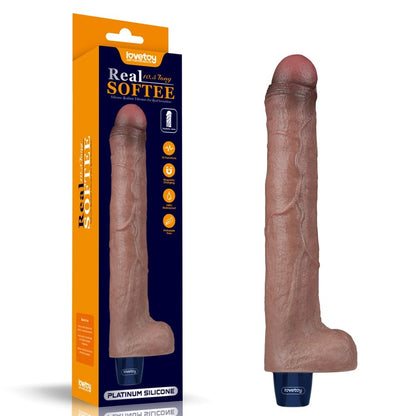 LOVETOY - 10.5" REAL SOFTEE RECHARGEABLE SILICONE VIBRATING DILDO