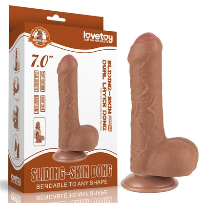 LOVETOY - 7'' SLIDING SKIN DUAL LAYER DONG BROWN_B15O50_3