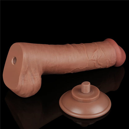 LOVETOY - 8'' SLIDING SKIN DUAL LAYER DONG BROWN III_B15O50_3
