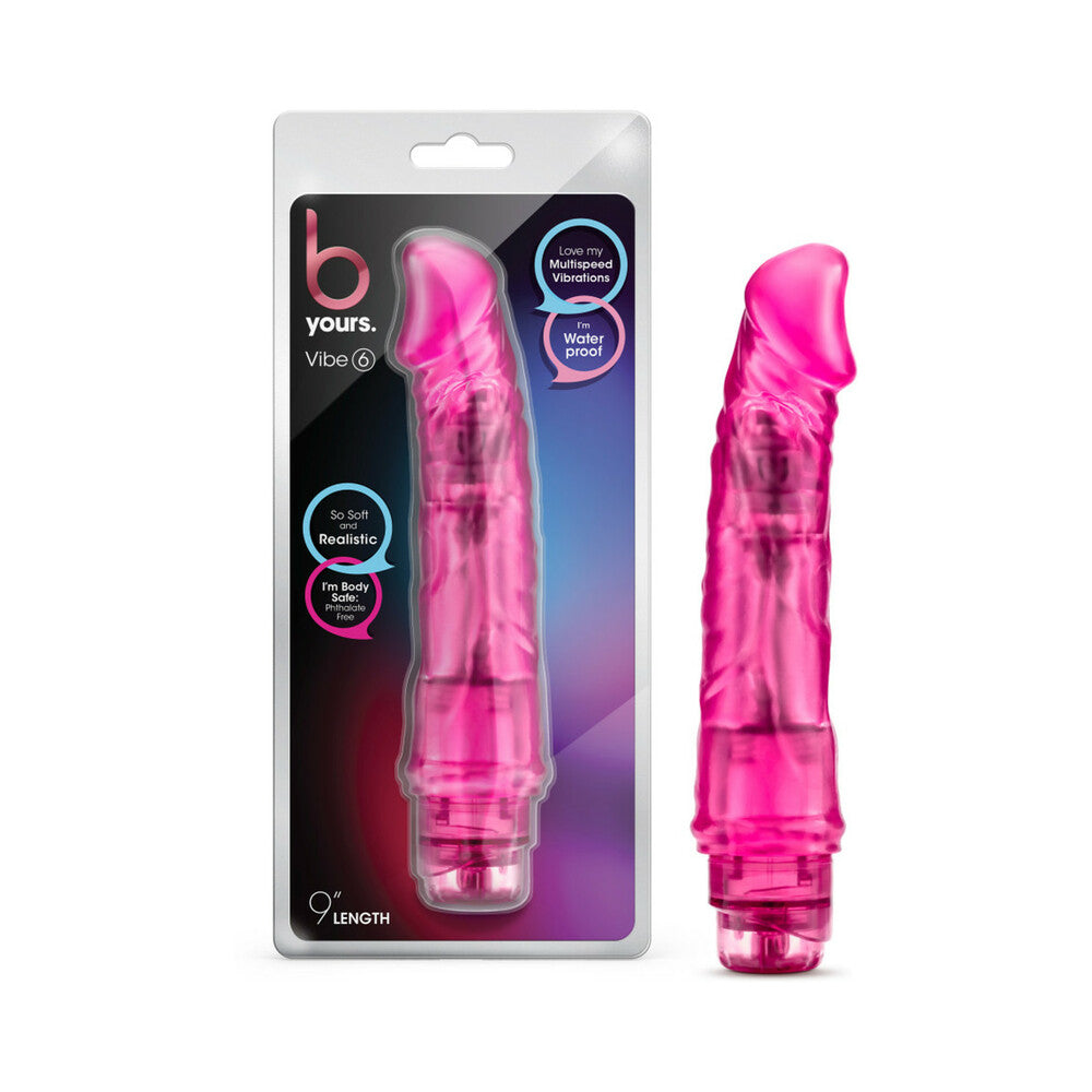 B YOURS VIBE 6 REALISTIC 9.25 IN. VIBRATING DILDO PINK