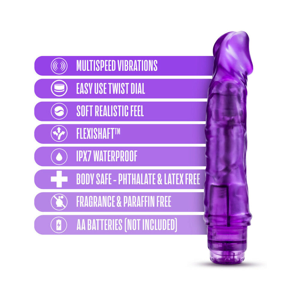 B YOURS VIBE 6 REALISTIC 9.25 IN. VIBRATING DILDO PURPLE