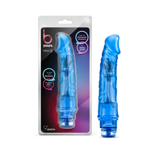 BLUSH - B YOURS VIBE 6 REALISTIC 9.25 IN. VIBRATING DILDO BLUE