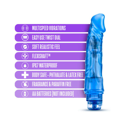 BLUSH - B YOURS VIBE 6 REALISTIC 9.25 IN. VIBRATING DILDO BLUE