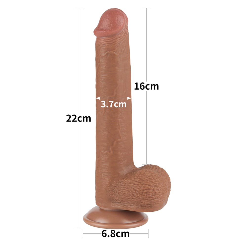 LOVETOY - 9'' SLIDING SKIN DUAL LAYER DONG BROWN_B15O50_3