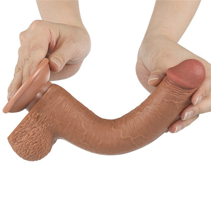 LOVETOY - 9'' SLIDING SKIN DUAL LAYER DONG BROWN_B15O50_3