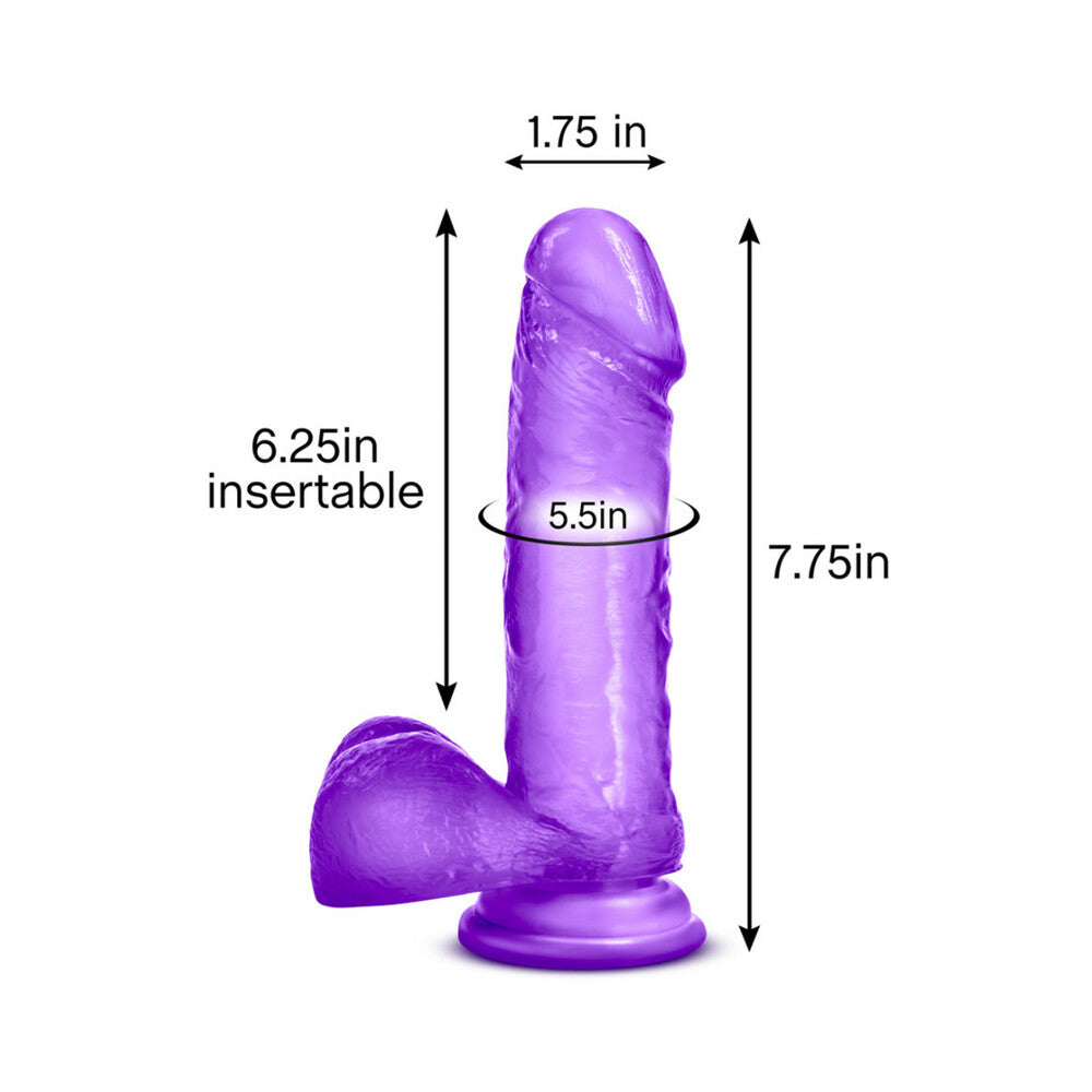 B YOURS SWEET ''N HARD 2 REALISTIC 7.75 IN. DILDO WITH BALLS PURPLE
