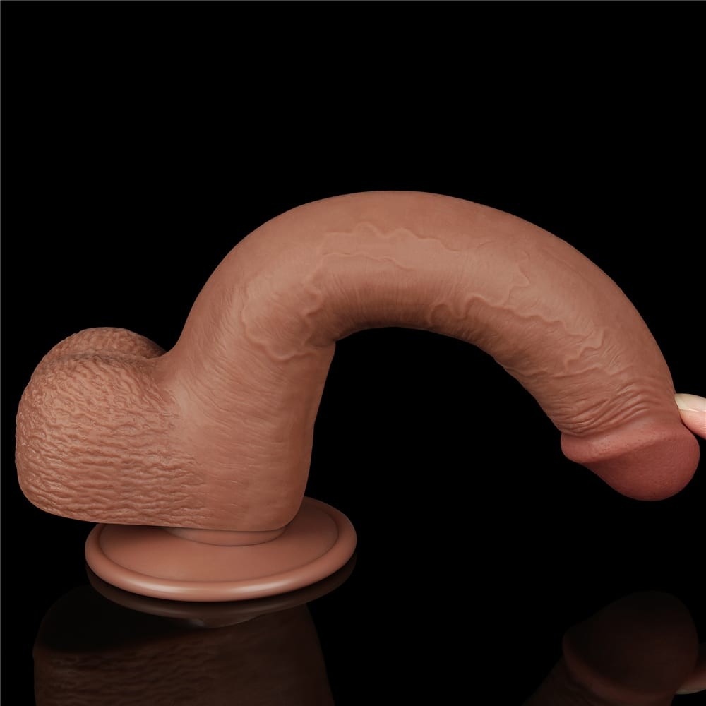 LOVETOY - 9'' SLIDING SKIN DUAL LAYER DONG BROWN_B15O50_3