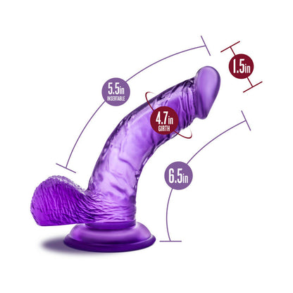 B YOURS SWEET ''N HARD 8 REALISTIC 6.5 IN. DILDO WITH BALLS PURPLE