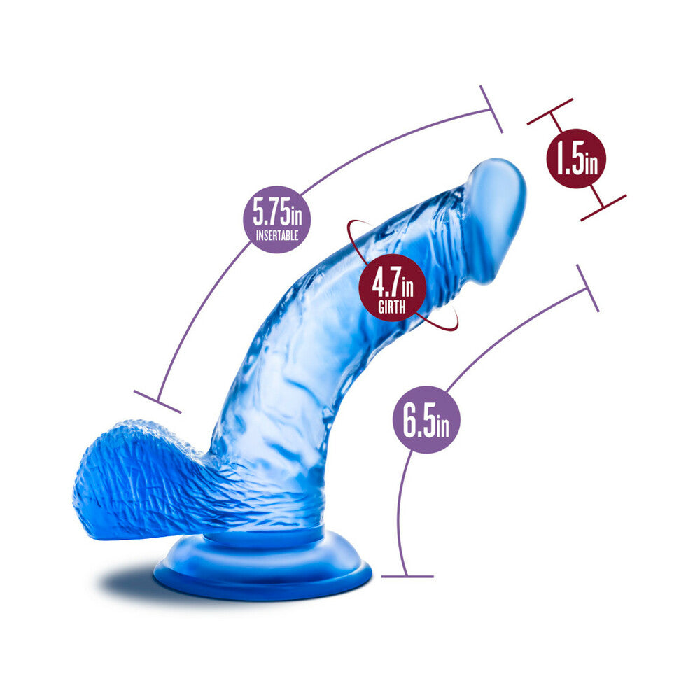 B YOURS SWEET ''N HARD 8 REALISTIC 6.5 IN. DILDO WITH BALLS BLUE