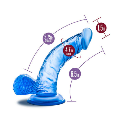 B YOURS SWEET ''N HARD 8 REALISTIC 6.5 IN. DILDO WITH BALLS BLUE