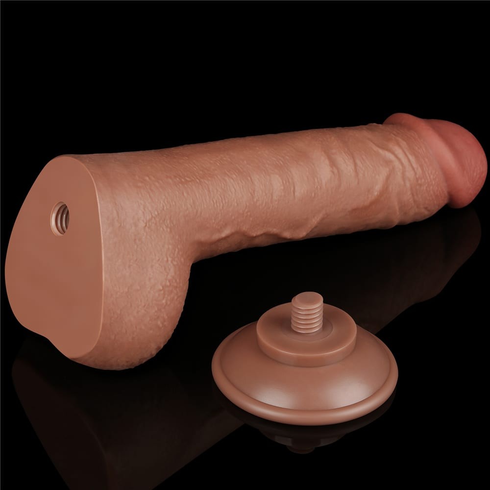 LOVETOY - 9.5'' SLIDING SKIN DUAL LAYER DONG BROWN_B15O50_3
