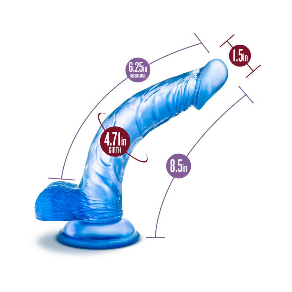 BLUSH - B YOURS SWEET ''N HARD 7 REALISTIC 8.5 IN. DILDO WITH BALLS BLUE