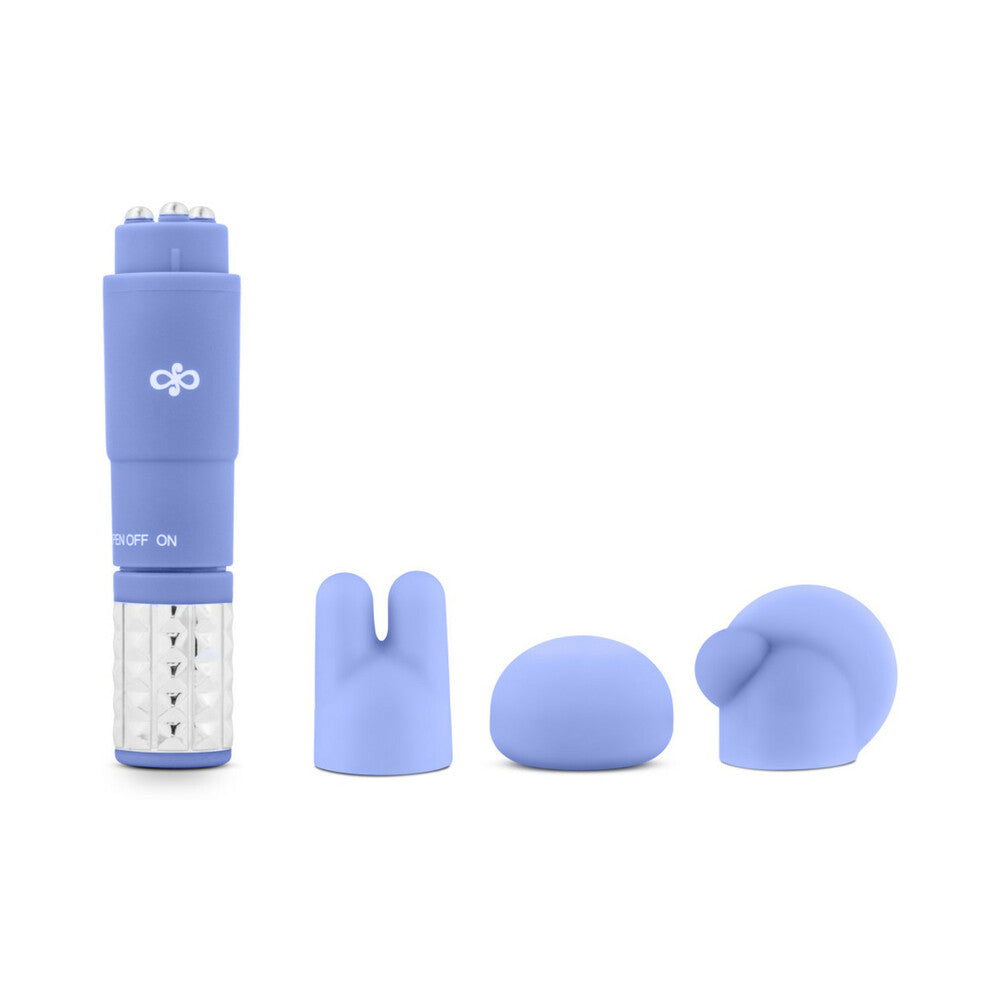 BLUSH - ROSE REVITALIZE MASSAGE KIT WITH MINI VIBRATOR & 3 SILICONE ATTACHMENTS PERIWINKLE