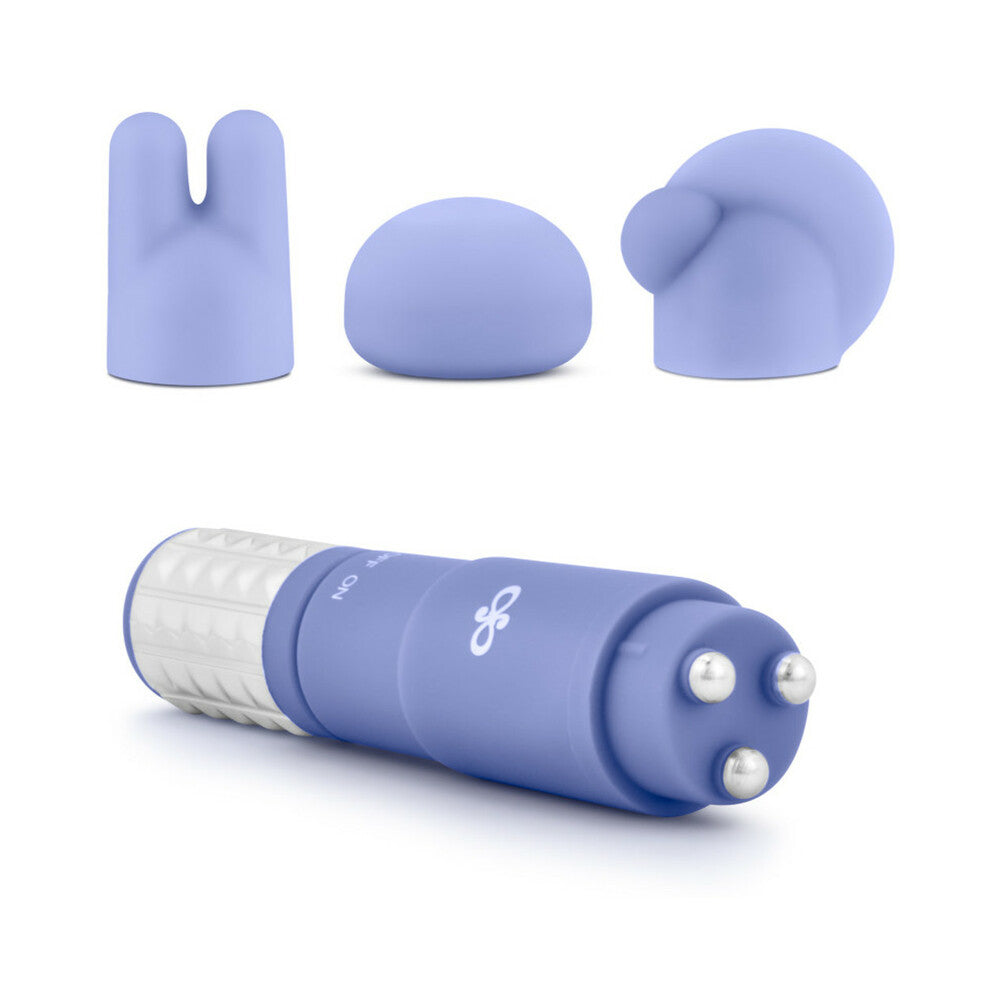 BLUSH - ROSE REVITALIZE MASSAGE KIT WITH MINI VIBRATOR & 3 SILICONE ATTACHMENTS PERIWINKLE