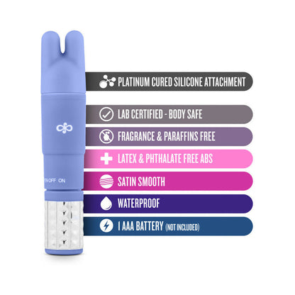 ROSE REVITALIZE MASSAGE KIT WITH MINI VIBRATOR & 3 SILICONE ATTACHMENTS PERIWINKLE