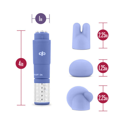 ROSE REVITALIZE MASSAGE KIT WITH MINI VIBRATOR & 3 SILICONE ATTACHMENTS PERIWINKLE
