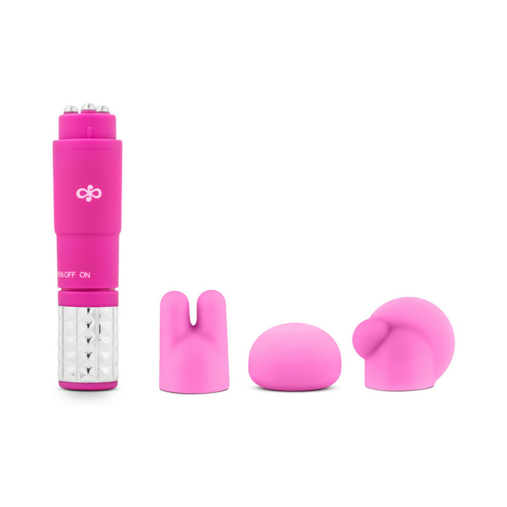 ROSE REVITALIZE MASSAGE KIT WITH MINI VIBRATOR & 3 SILICONE ATTACHMENTS PINK