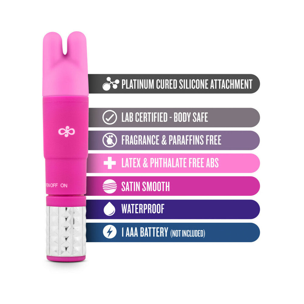 ROSE REVITALIZE MASSAGE KIT WITH MINI VIBRATOR & 3 SILICONE ATTACHMENTS PINK
