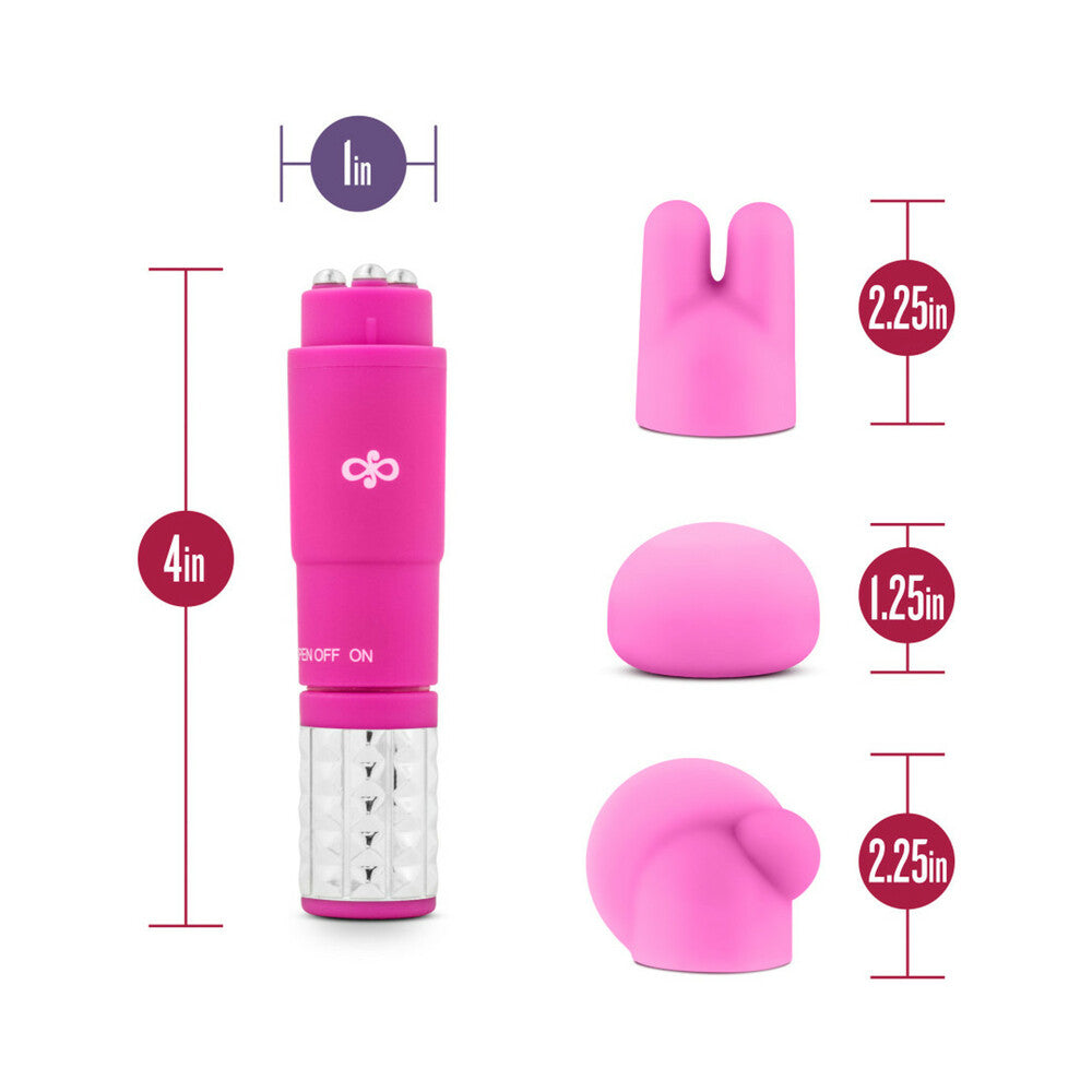 ROSE REVITALIZE MASSAGE KIT WITH MINI VIBRATOR & 3 SILICONE ATTACHMENTS PINK