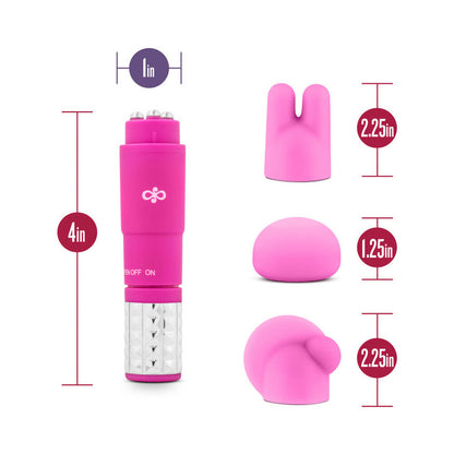 ROSE REVITALIZE MASSAGE KIT WITH MINI VIBRATOR & 3 SILICONE ATTACHMENTS PINK