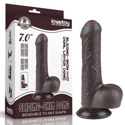 LOVETOY - 7'' SLIDING SKIN DUAL LAYER DONG BLACK_B15O50_3