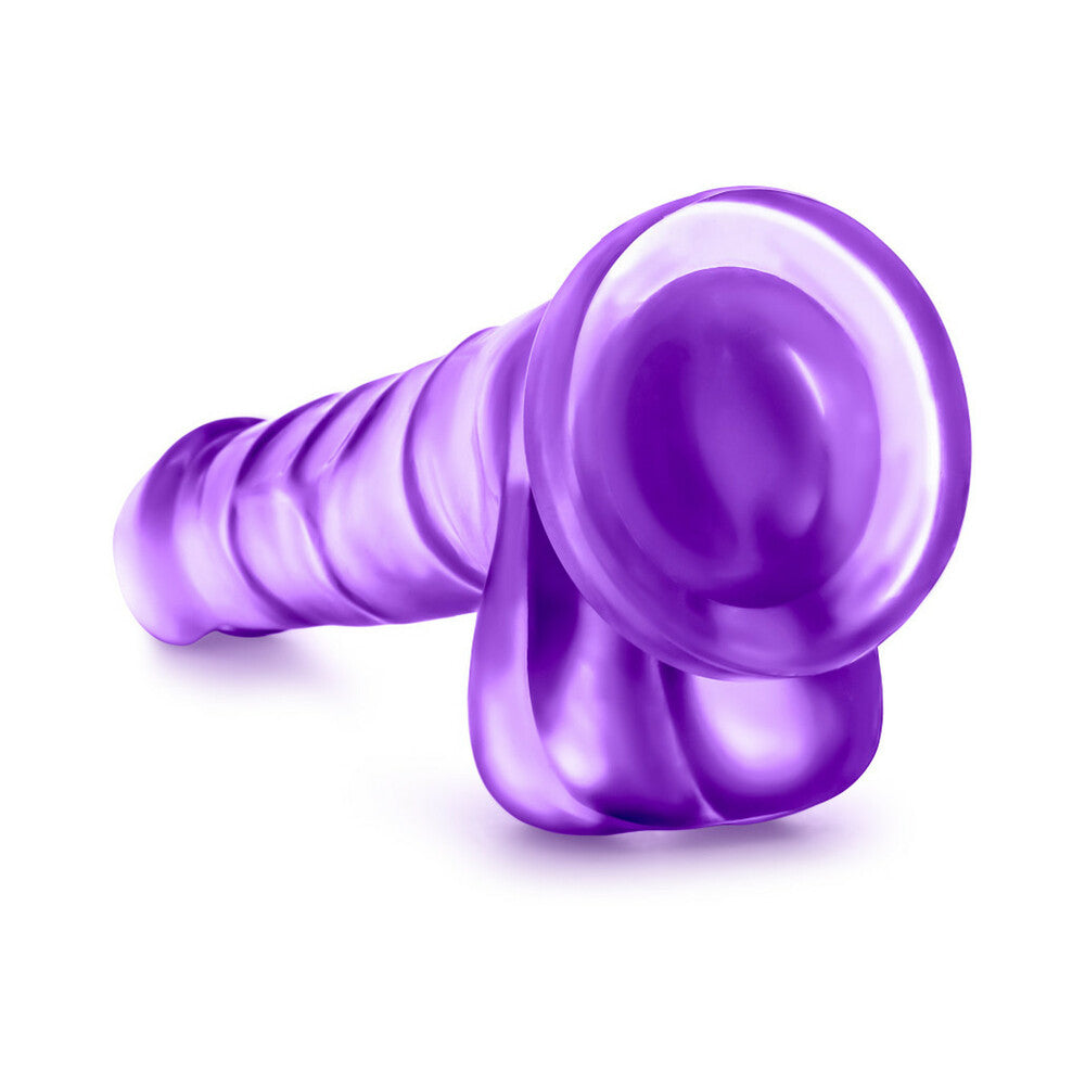 B YOURS SWEET ''N HARD 4 REALISTIC 7 IN. DILDO WITH BALLS PURPLE